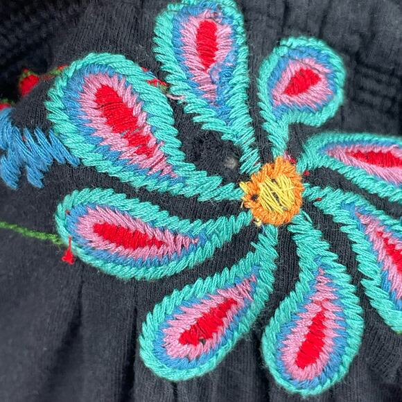 Johnny Was JWLA Black Dress Off Shoulder Long Sleeve Floral Embroidered Size S - Picture 10 of 12